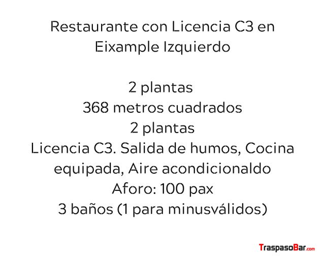 LOCAL EIXAMPLE IZQ. LICENCIA C3